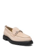 Biagil Snaffle Loafer Suede Loafers Låga Skor Beige Bianco