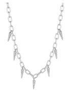 Bud To Rose Spike Chain Necklace Silver Silver