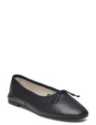 Bow Leather Ballerina Ballerinaskor Ballerinas Black Mango