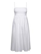 Bandeau Midi Dress Knälång Klänning White Gina Tricot