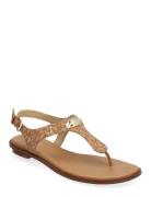 Mk Plate Thong Platta Sandaler Beige Michael Kors