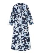 Printed Airblow Dress Knälång Klänning Navy Tom Tailor