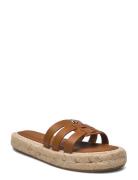 Authentic Flat Lthr Espadrille Sandaletter Expadrilles Låga Brown Tomm...