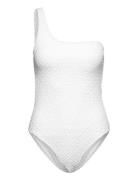 Asymmetrical Textured Swimsuit Baddräkt Badkläder White Mango