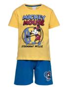 Set 2P Bermuda + Ts Pyjamas Set Multi/patterned Mickey Mouse