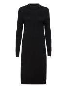 Viril Crew Neck L/S Midi Dress - Noos Knälång Klänning Black Vila