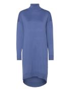 Srlea Rollneck Dress Knit Knälång Klänning Blue Soft Rebels