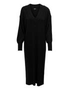 Onlnew Tessa L/S Midi V Dress Knt Noos Knälång Klänning Black ONLY