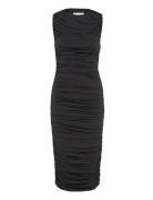 Katherine Draped Jersey Midi Dress Knälång Klänning Black Malina