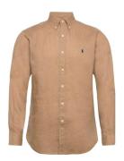 Custom Fit Linen Shirt Tops Shirts Casual Beige Polo Ralph Lauren