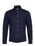 Lindbergh Yarn Dyed Oxford Superflex Shirt Marinblå