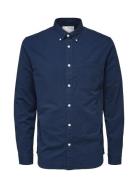 Slhregrick-Ox Shirt Ls Noos Tops Shirts Casual Navy Selected Homme