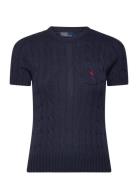 Polo Ralph Lauren Cable-Knit Cotton Short-Sleeve Sweater Marinblå