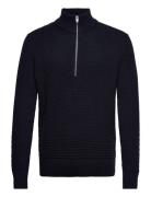 Selected Homme Slhremy Ls Knit All Stu Half Zip W Camp Svart