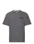 Akholger Jolly Stripe Tops T-shirts Short-sleeved Navy Anerkjendt