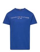 U Essential Tee S/S Tops T-shirts Short-sleeved Blue Tommy Hilfiger