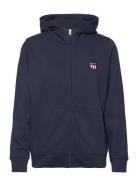 GANT Reg Retro Shield Zip Hoodie Marinblå