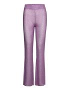 REMAIN Birger Christensen Sequin Knit Fitted Flared Pants Lila