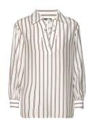 GANT Rel V-Neck Stripe Blouse Beige