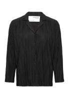 Selected Femme Slfellie Ls Plisse Shirt Svart