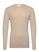 Slhberg Cable Crew Neck Noos Tops Knitwear Round Necks Beige Selected ...