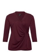 Lauren Women Stretch Jersey Top Burgundy