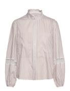 Tiffany Stripe Shirt Tops Shirts Long-sleeved Beige A-View
