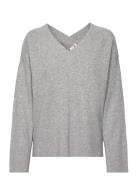 Yasemilie Ls V-Neck Knit Pullover S.noos Tops Knitwear Jumpers Grey YA...
