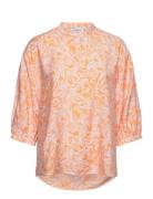 Mschsaralin Ladonna 3/4 Top Aop Tops Shirts Short-sleeved Orange MSCH ...