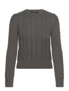 Cable-Knit Puff-Sleeve Sweater Tops Knitwear Jumpers Grey Lauren Ralph...