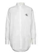 Loose Monologo Shirt Tops Shirts Long-sleeved White Calvin Klein Jeans