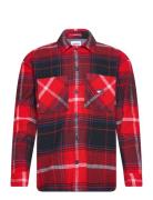 Tjm Brushed Check Overshirt Tops Overshirts Red Tommy Jeans