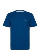 Cont Pin Point Embro Tops T-shirts Short-sleeved Blue Original Penguin
