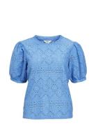 Objfeodora S/S Top Noos Tops T-shirts & Tops Short-sleeved Blue Object