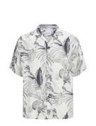 Jjguru Monochrome Aop Resort Shirt Ss Tops Shirts Short-sleeved White ...