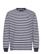 Classic Fit Striped Soft Cotton T-Shirt Tops T-shirts Long-sleeved Nav...