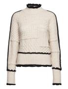 Mango Cable-Knit Sweater With Contrasting Trim Kräm