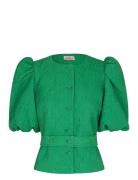 Skyla Tops Blouses Short-sleeved Green Custommade
