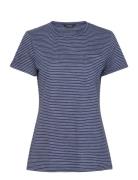 Striped Slub Jersey Pocket Tee Tops Shirts Short-sleeved Navy Lauren R...