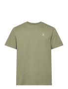 Cross Logo Organic Tee Tops T-shirts Short-sleeved Green Clean Cut Cop...