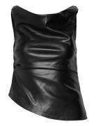 Mango Leather-Effect Top Svart