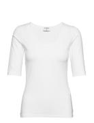 Cotton Stretch Scoop Neck Top Designers T-shirts & Tops Short-sleeved ...