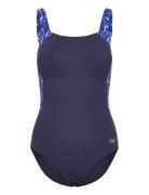 Womens Shaping Lunalustre Printed 1 Piece Sport Swimsuits Navy Speedo