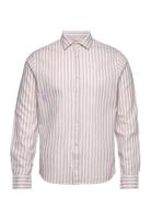 Jamie Cotton/Linen Striped Shirt Tops Shirts Casual Cream Clean Cut Co...