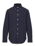 Garment-Dyed Cotton Oxford Shirt Tops Shirts Long-sleeved Shirts Navy ...