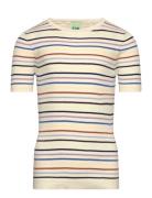 Rib Tee Tops T-shirts Short-sleeved Multi/patterned FUB