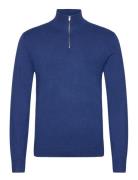 Ecovero Half Zip L/S Knit Tops Knitwear Half Zip Jumpers Blue Lindberg...