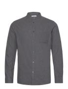 Regular Fit Melangé Flannel Stand C Tops Shirts Casual Grey Knowledge ...