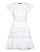 Lace-Trim Jersey Flutter-Sleeve Dress Kort Klänning White Lauren Ralph...