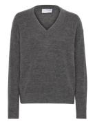 Selected Femme Slfmaline Ls Knit V-Neck Noos Grå